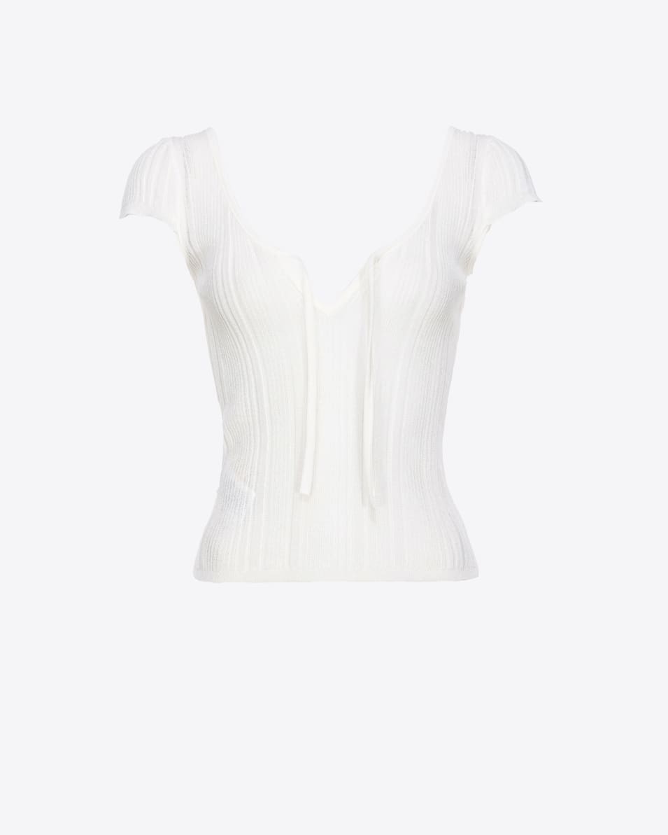 Pinko Geripptes Top mit feinen Fransen
