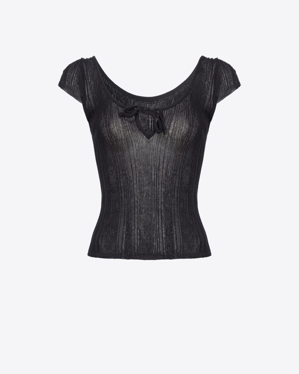 Pinko Geripptes Top mit feinen Fransen