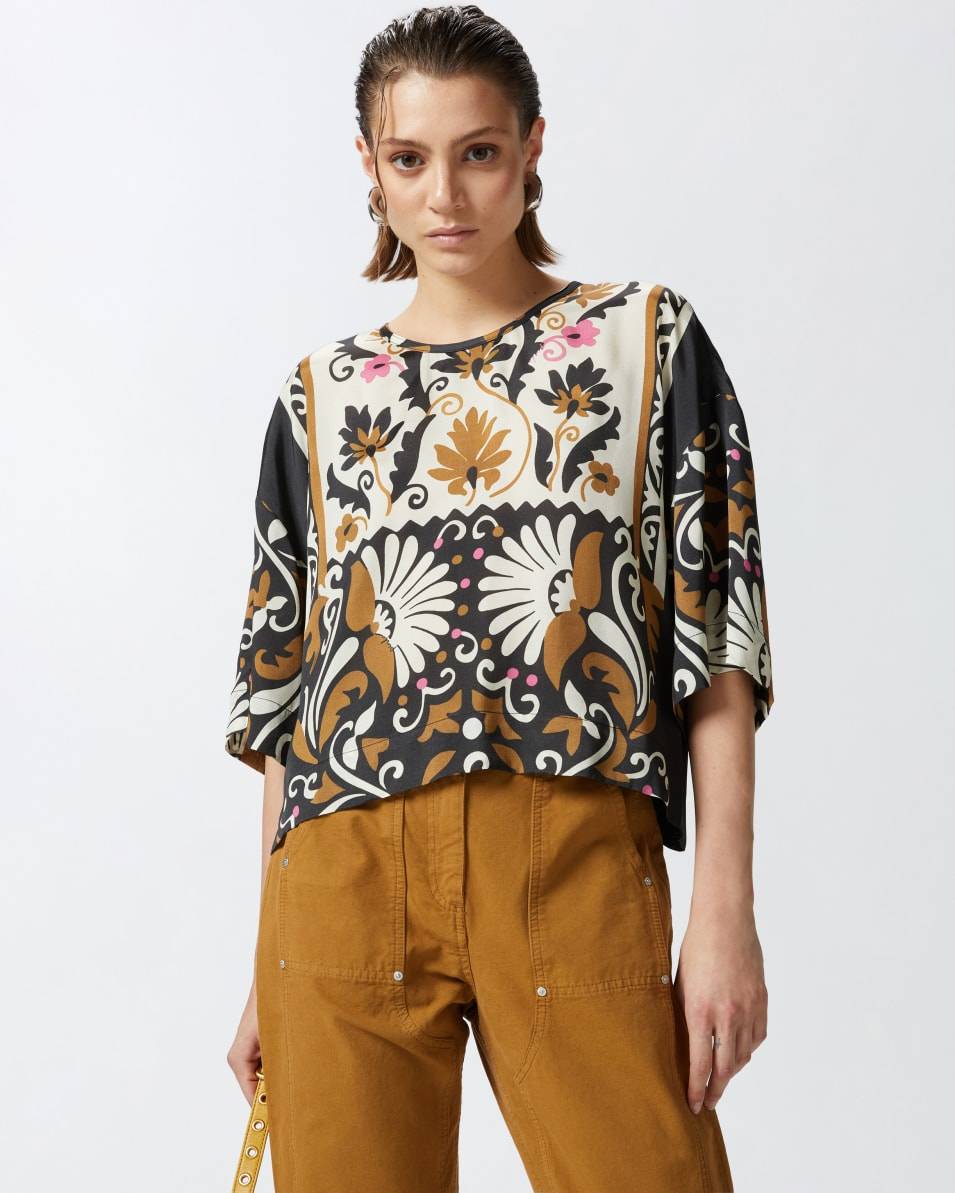 Pinko Halbarm-Bluse Mit Blumendruck