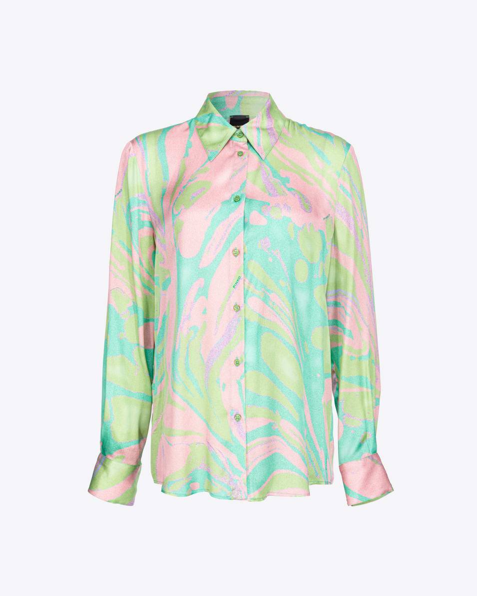 Pinko Hemdbluse aus Satin mit Splash-Print