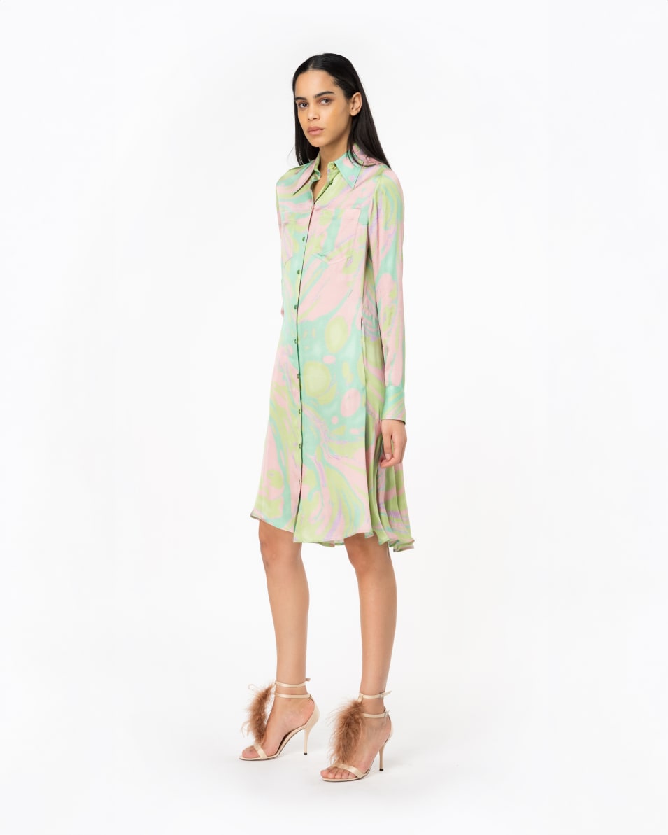 Pinko Hemdblusenkleid Satin Splash-Print