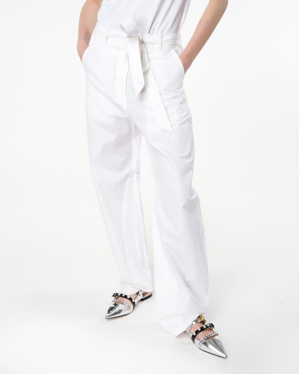 Pinko Hose Barrel Leg Aus Leinen Mit Schleife