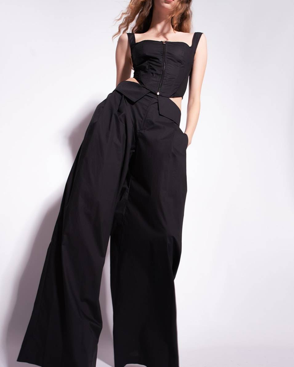 Pinko Hose Wide Leg Aus Popeline