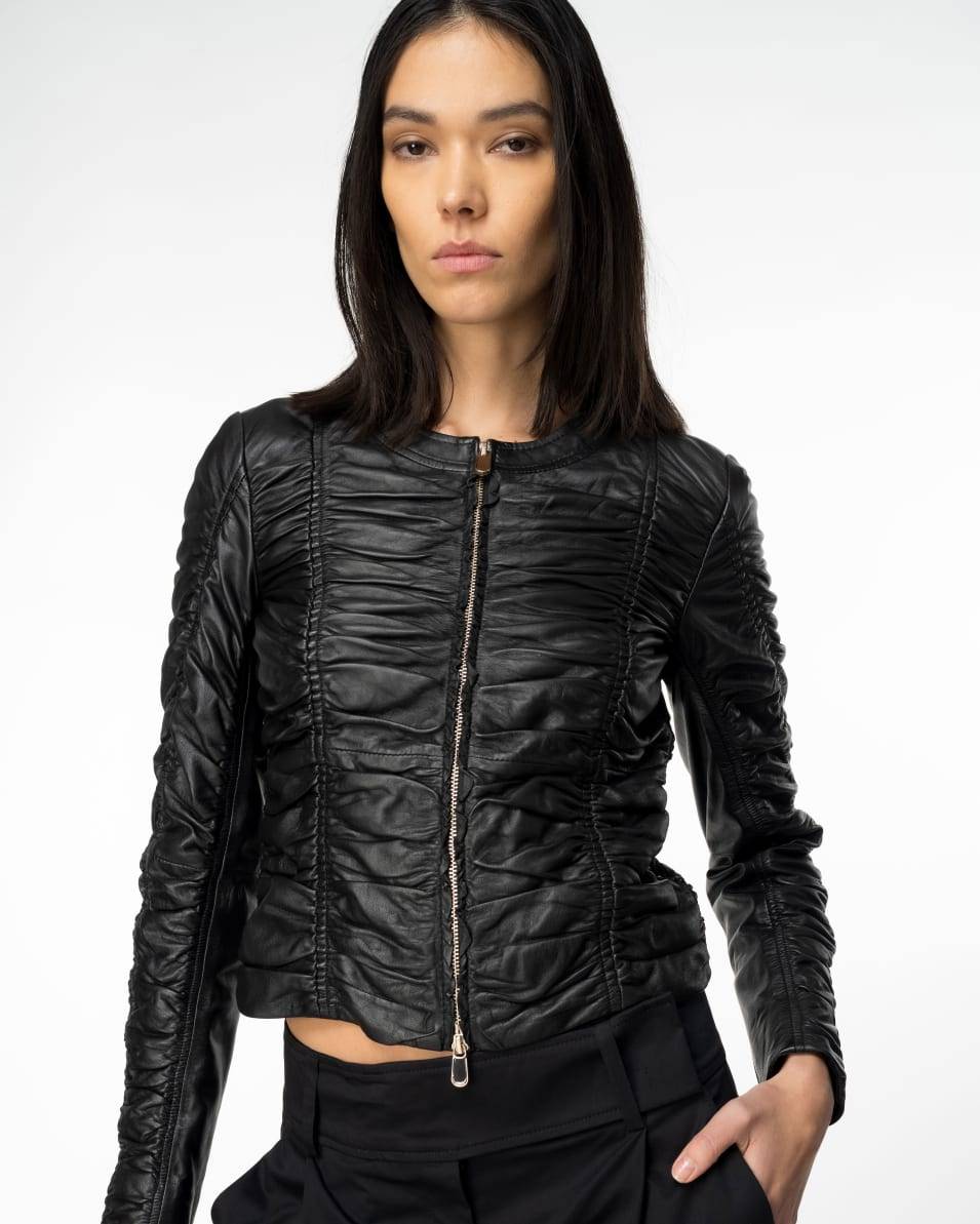 Pinko Jacke Aus Gerafftem Nappaleder