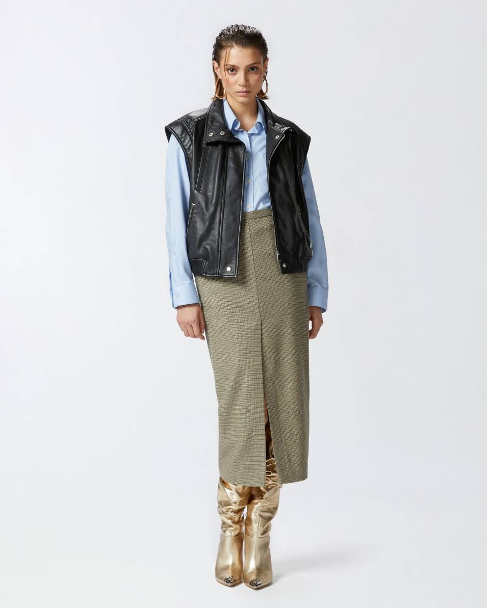 Pinko Karierter Midirock Mit Schlitz Vorne