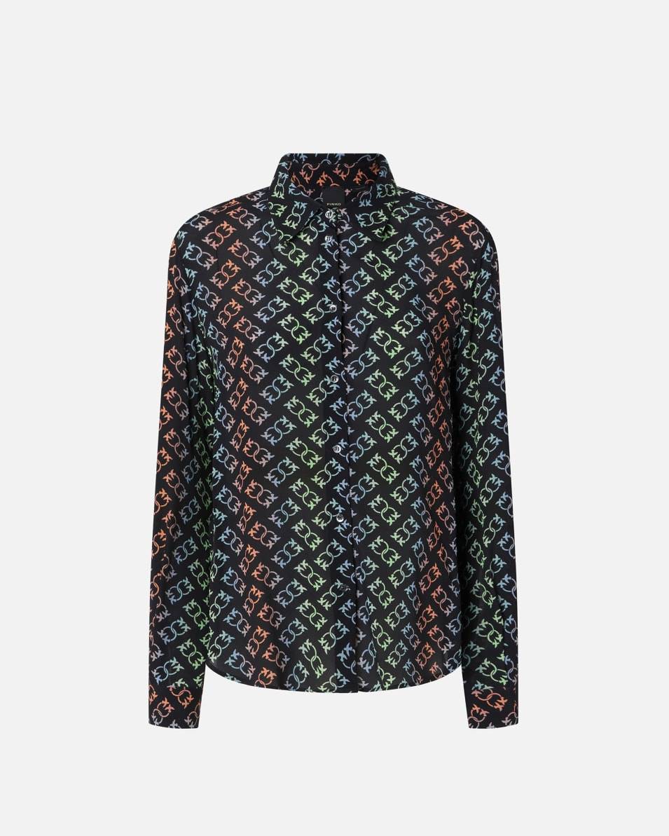 Pinko Klassische Crêpe-Hemdbluse mit Monogram-Logo