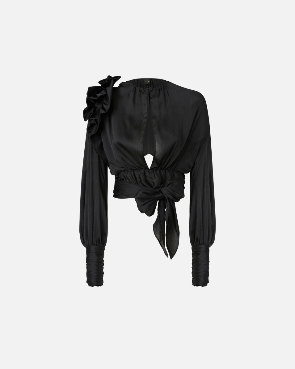 Pinko Kurzbluse aus Satin mit Applikationen