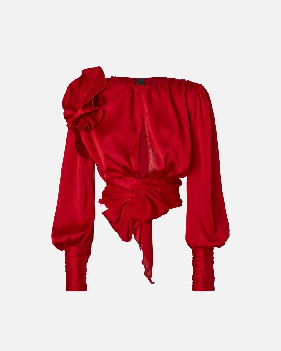 Pinko Kurzbluse aus Satin mit Applikationen