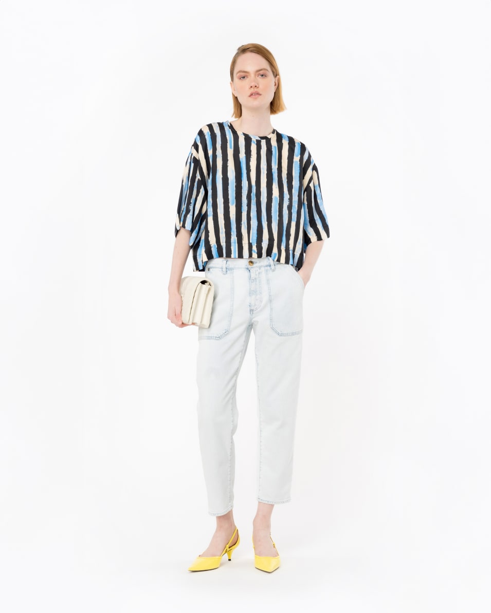 Pinko Kurze Bluse Mit Pinselstrich-Print