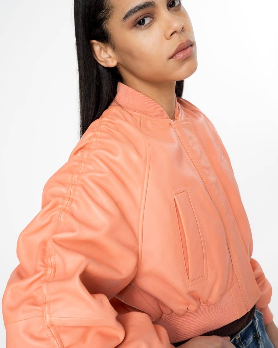 Pinko Kurze Bomberjacke Aus Nappaleder