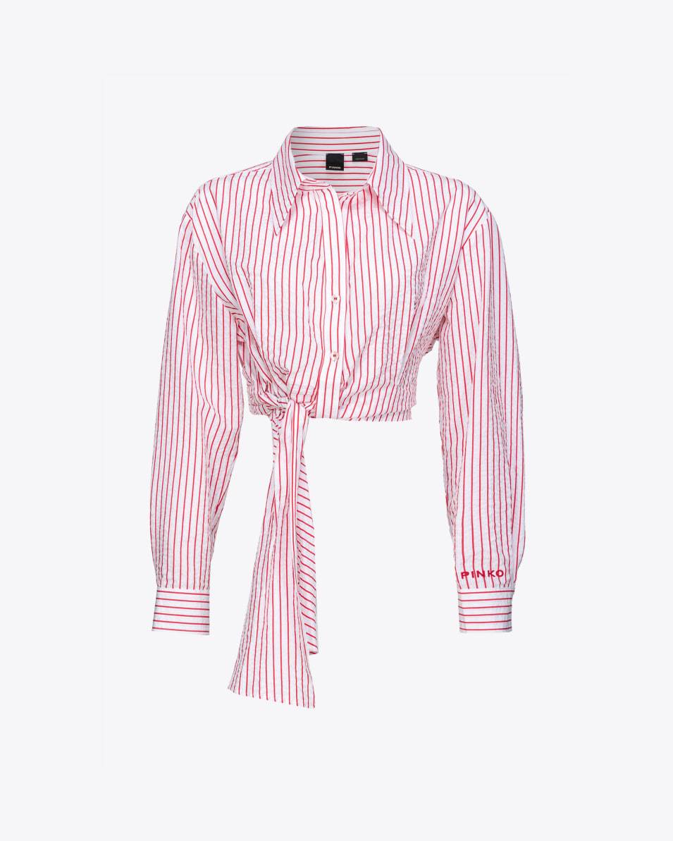 Pinko Kurze Streifenbluse Seersucker