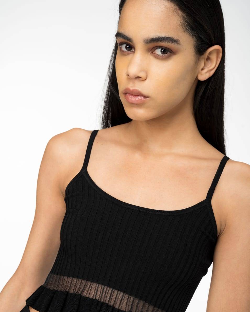 Pinko Kurzes Geripptes Strick-Tanktop