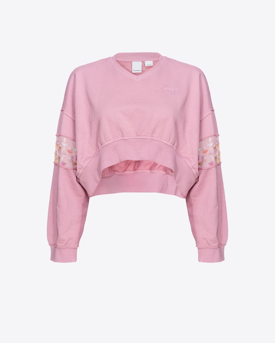 Pinko Kurzes Sweatshirt mit Handstickerei