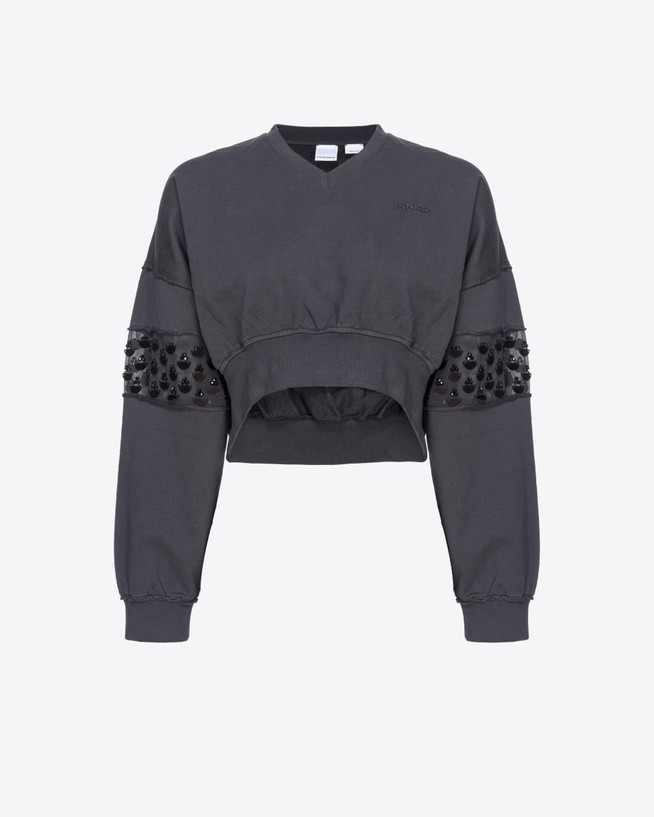 Pinko Kurzes Sweatshirt mit Handstickerei