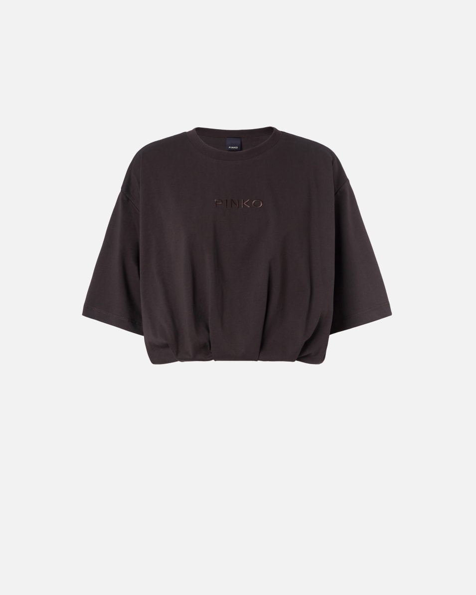 Pinko Kurzes T-Shirt aus Jersey mit Logo-Stickerei