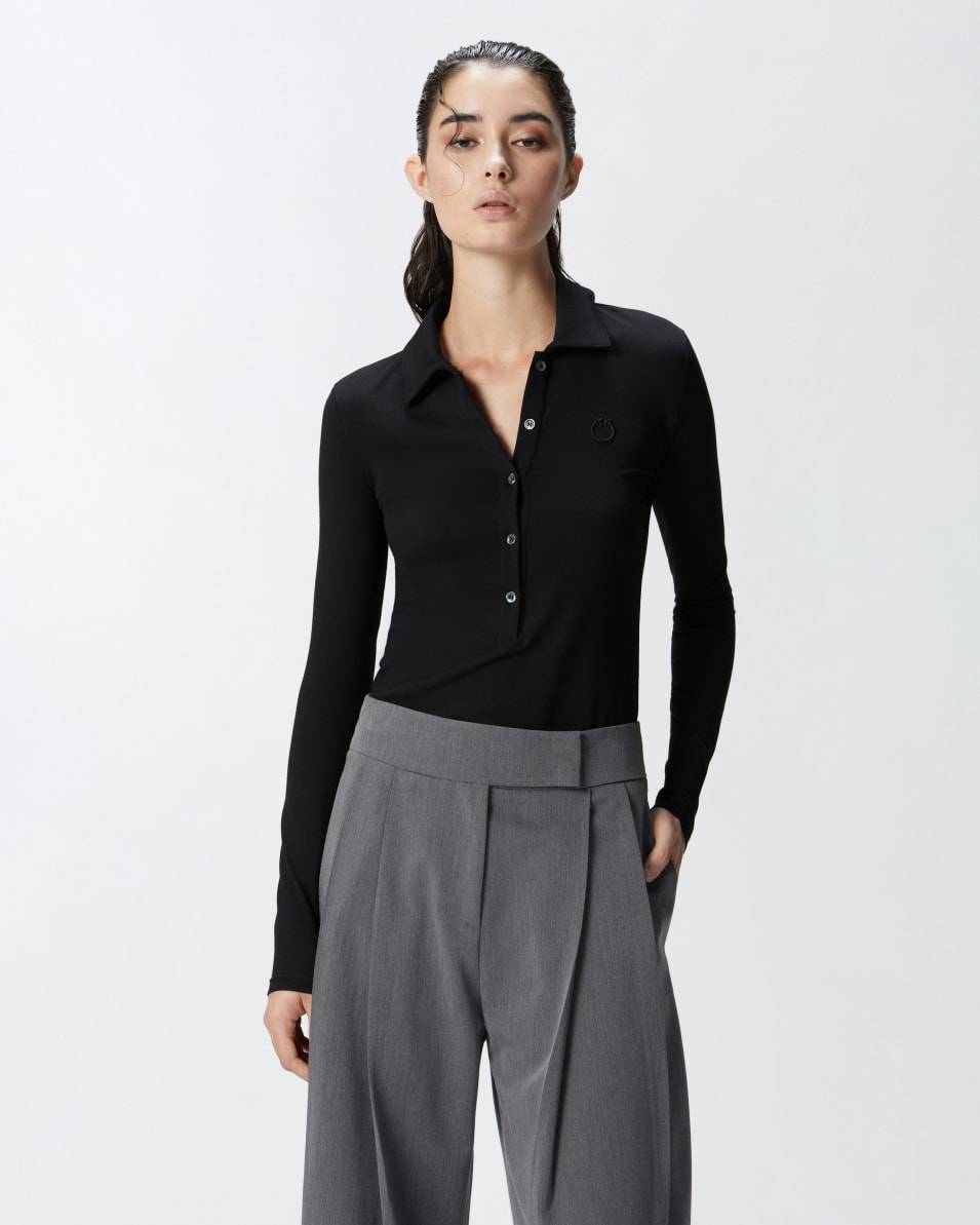 Pinko Langarm-Poloshirt Mit Logostickerei