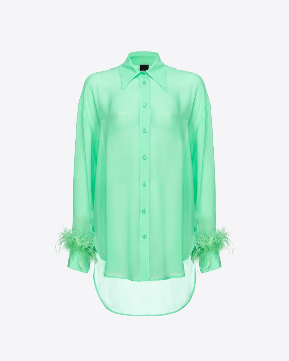Pinko Lange Hemdbluse mit Federn