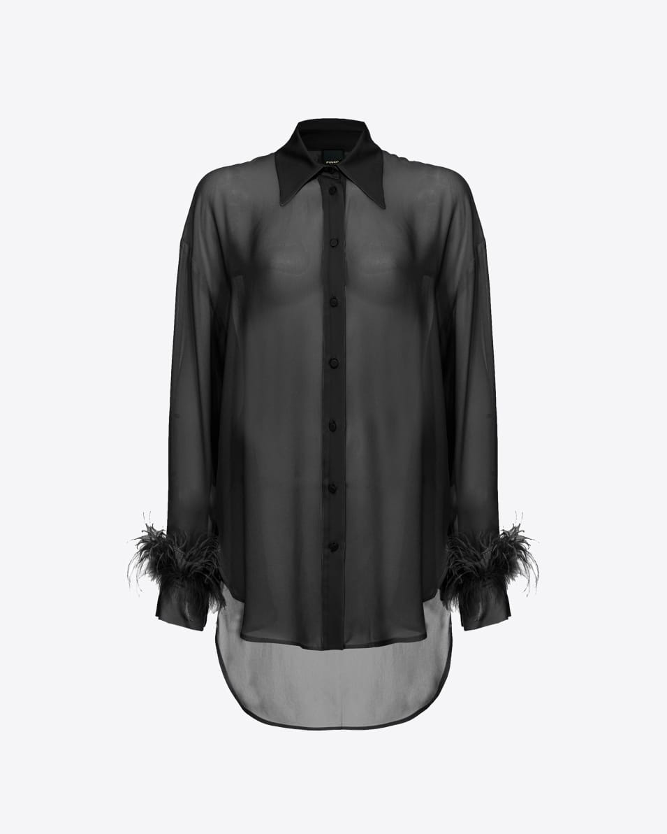 Pinko Lange Hemdbluse mit Federn