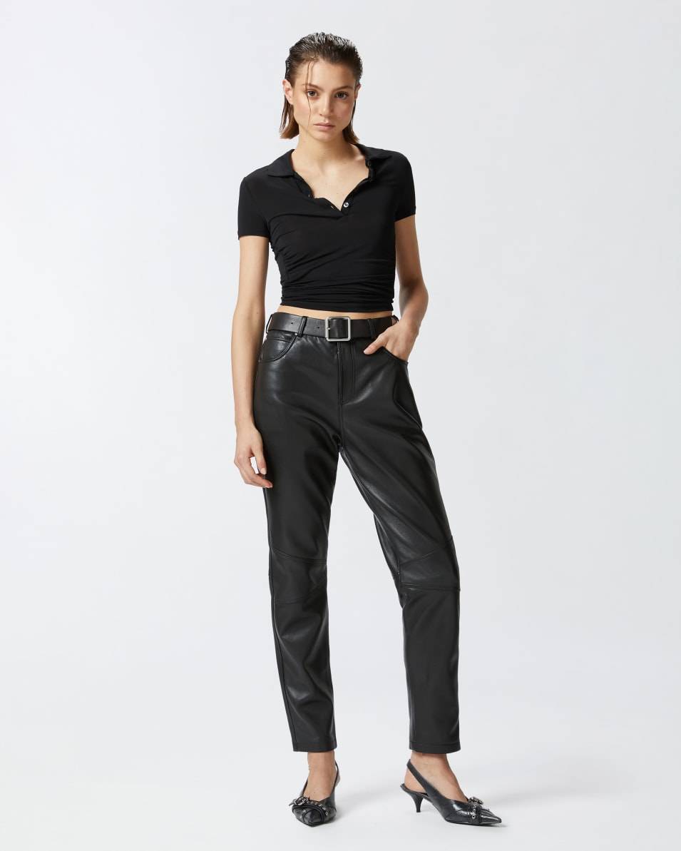 Pinko Lange Hose Aus Nappaleder Mit Gürtel