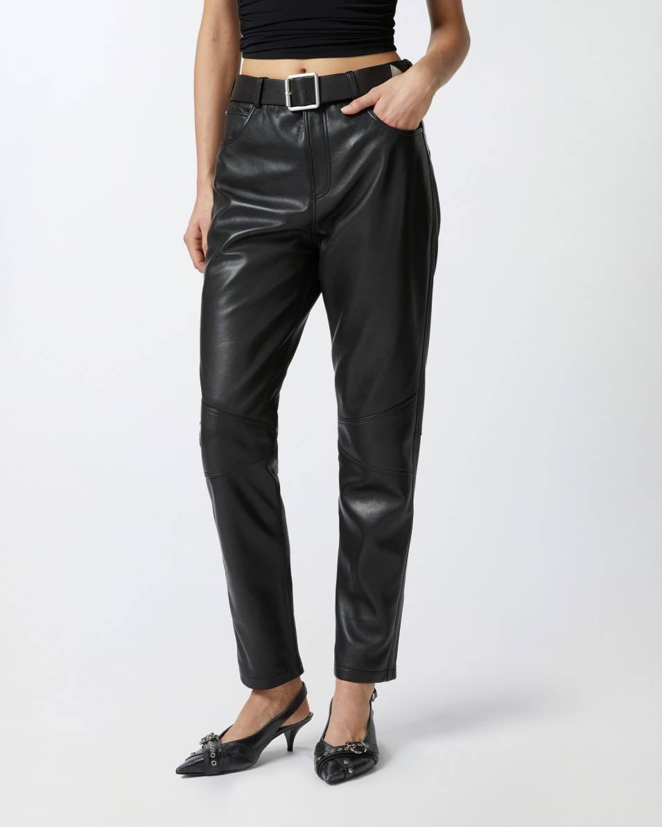 Pinko Lange Hose Aus Nappaleder Mit Gürtel