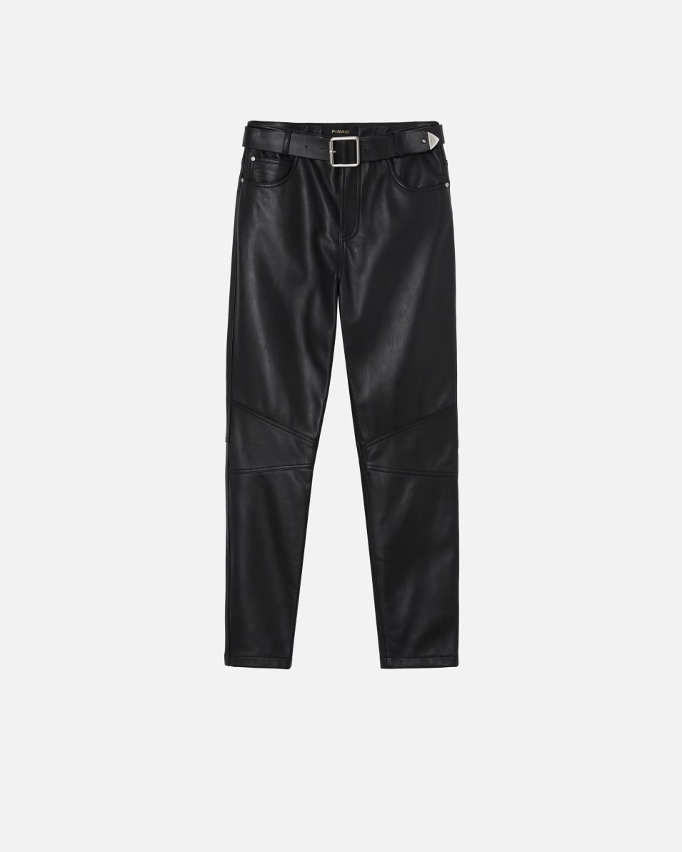 Pinko Lange Hose aus Nappaleder mit Gürtel