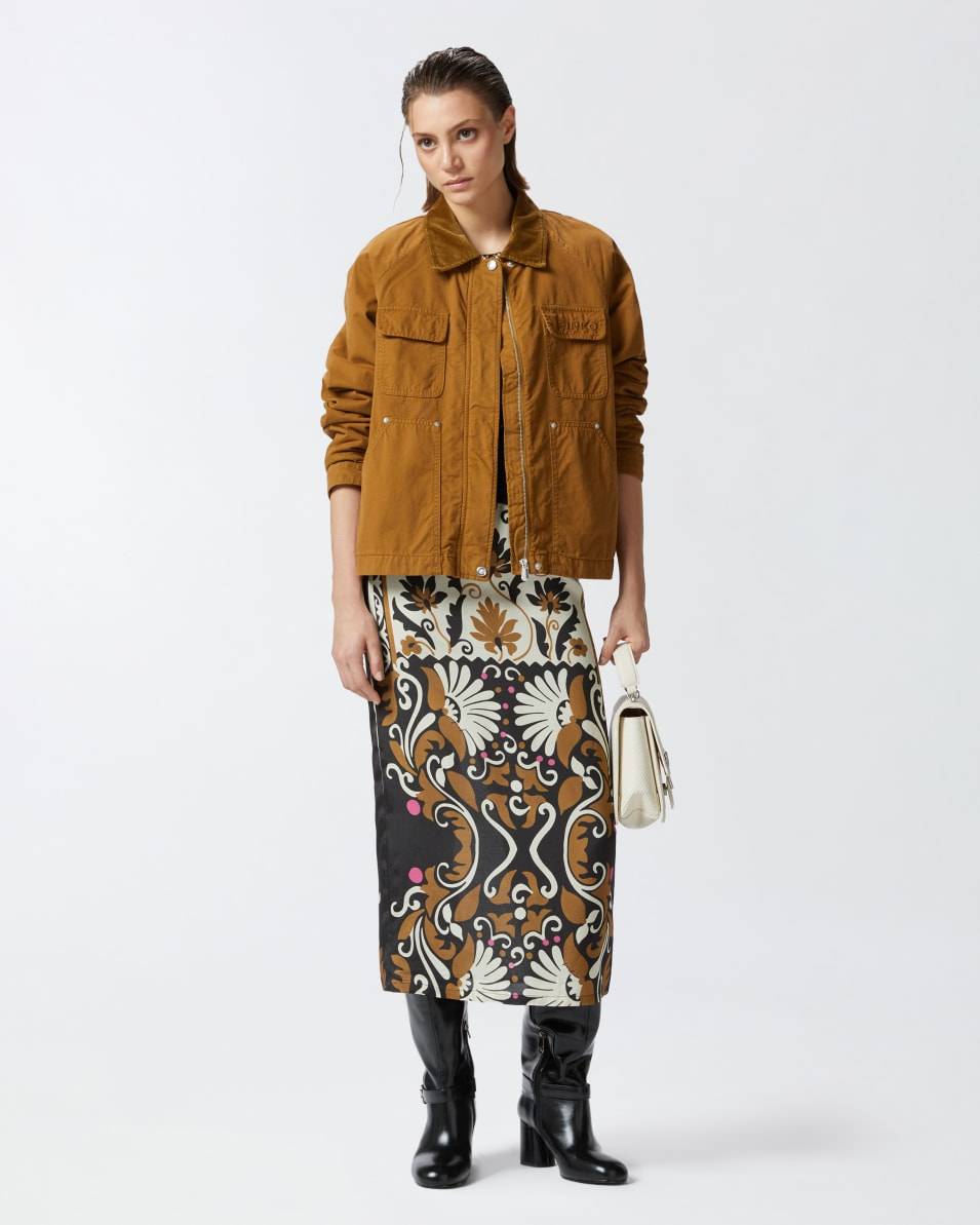 Pinko Langer Rock Mit Blumendruck Und Schlitz