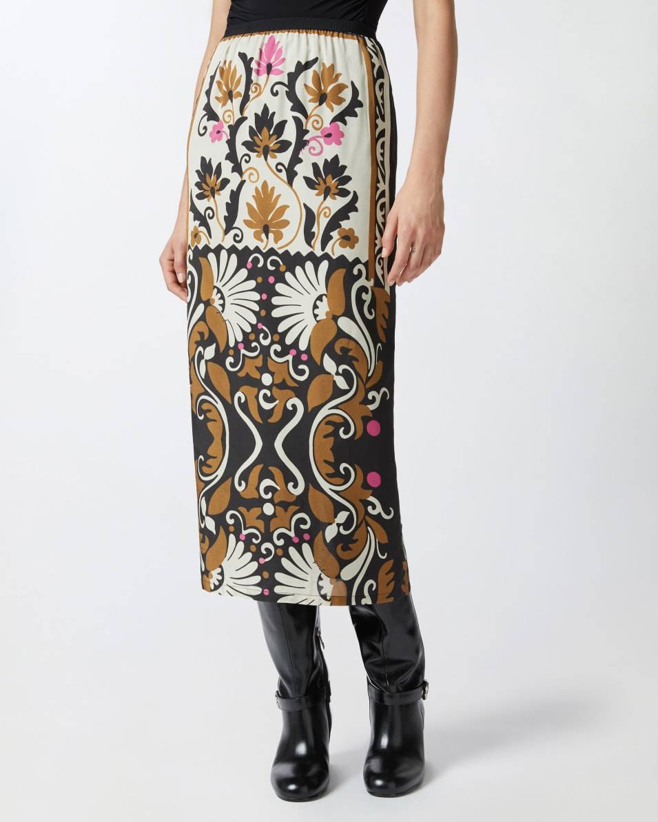 Pinko Langer Rock Mit Blumendruck Und Schlitz