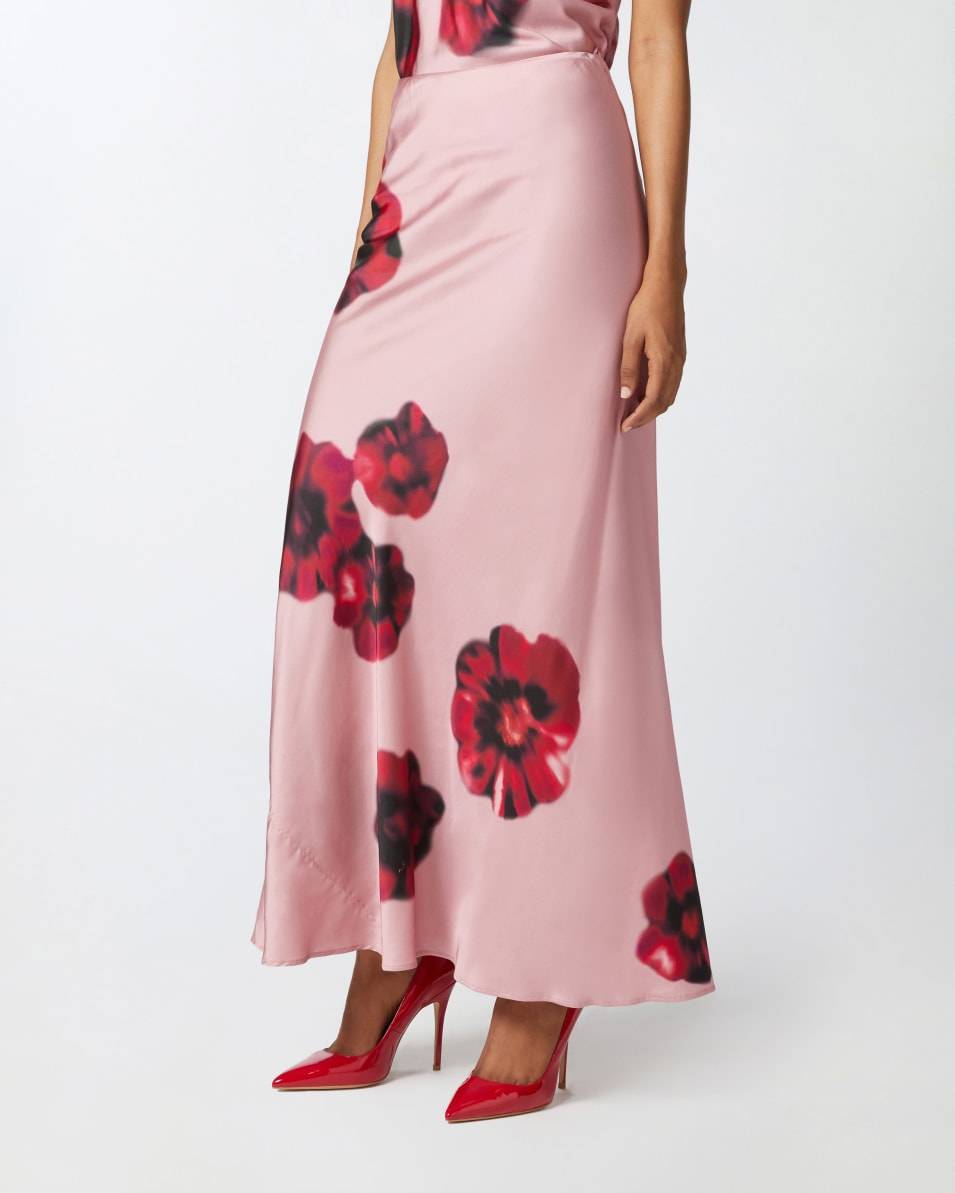 Pinko Langer Satinrock Mit Blumenprint