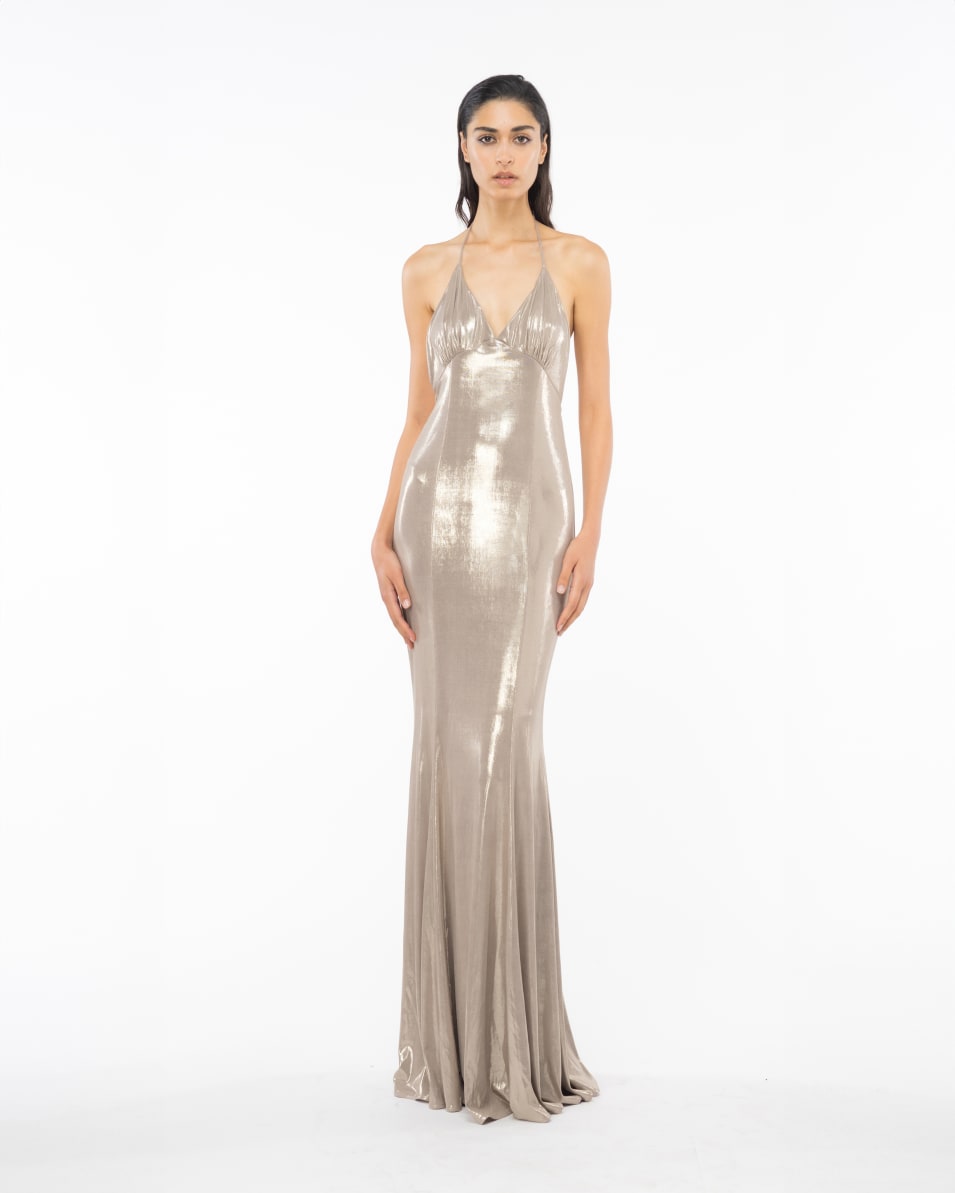 Pinko Langes Jerseykleid Metallic