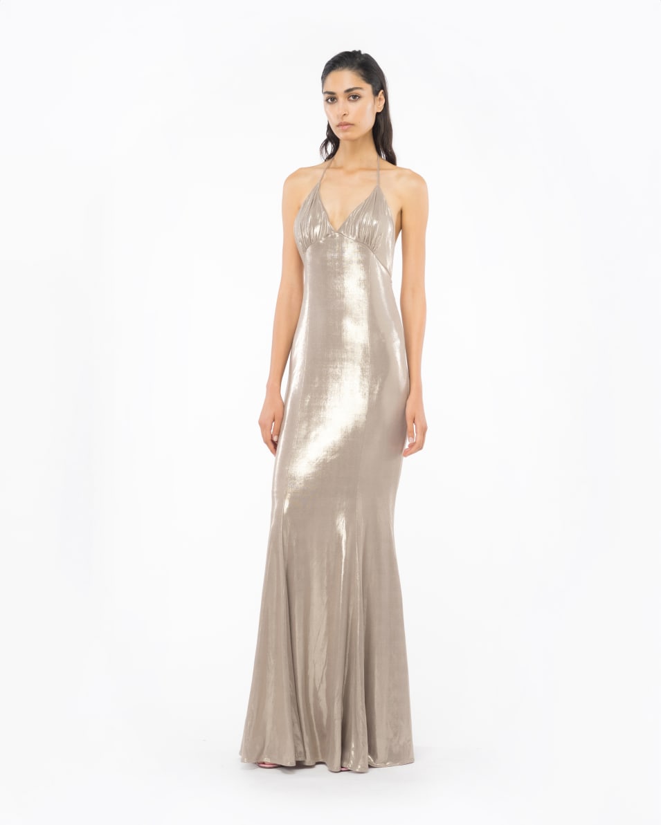 Pinko Langes Jerseykleid Metallic