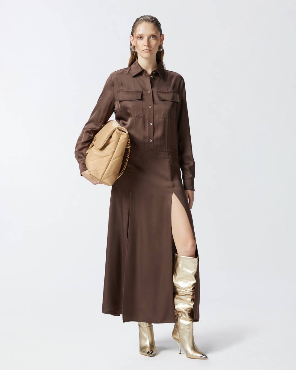 Pinko Langes Kleid Aus Satin