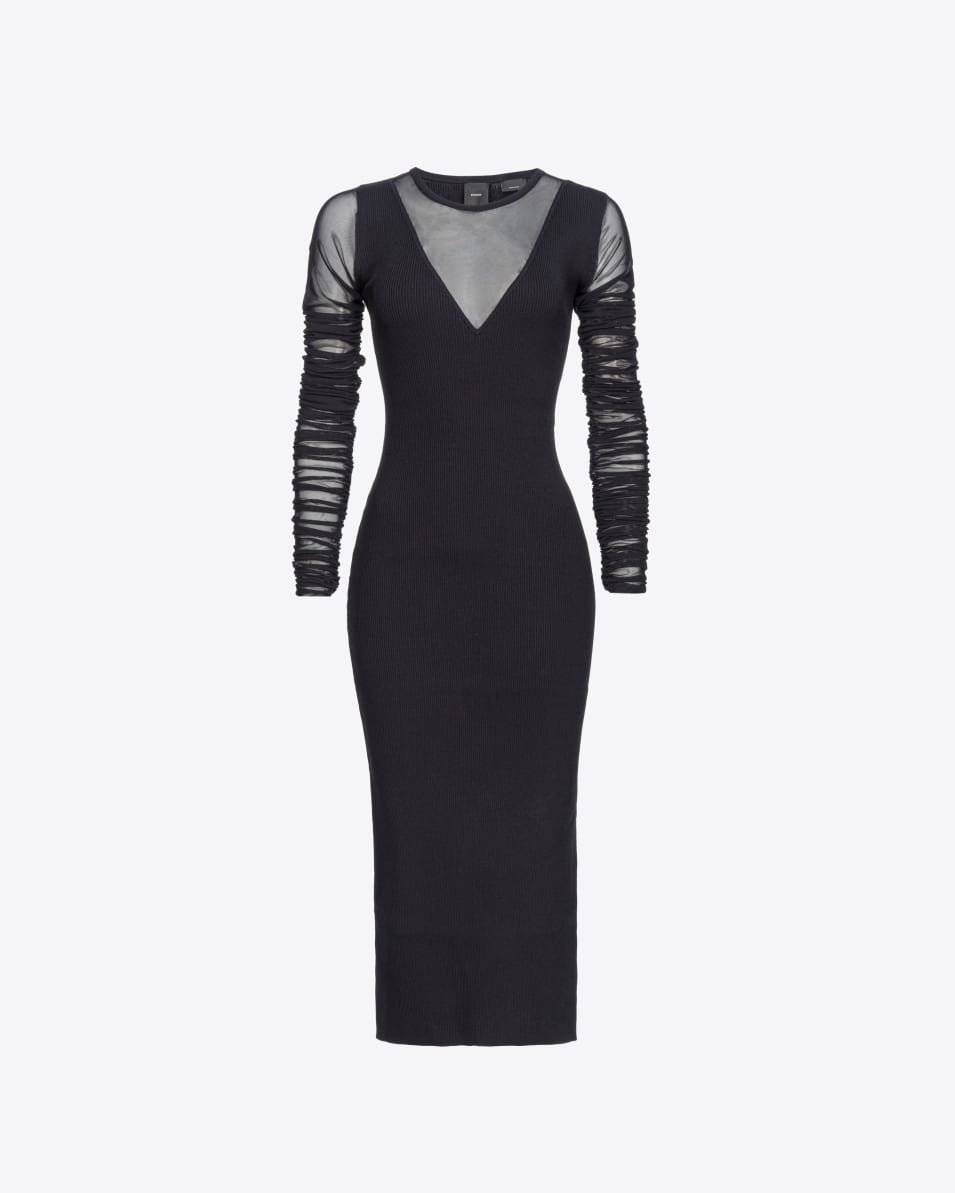 Pinko Langes Kleid aus Strick und Tüll