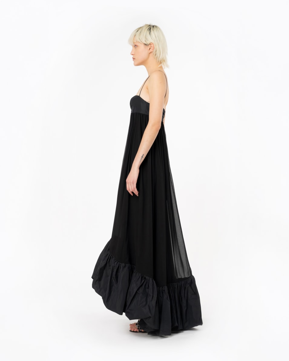 Pinko Langes Kleid Schmale Träger Mit Volant