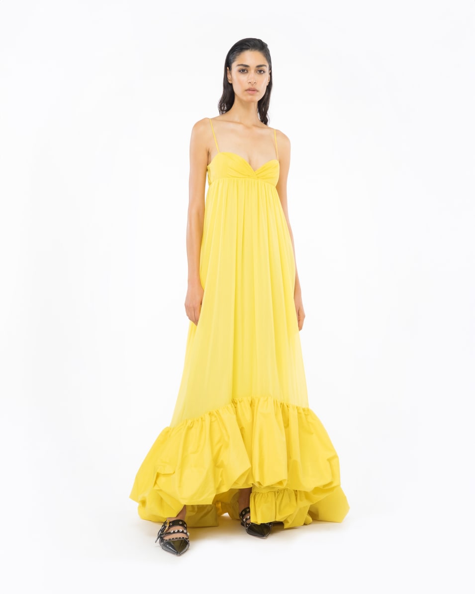 Pinko Langes Kleid Schmale Träger Mit Volant