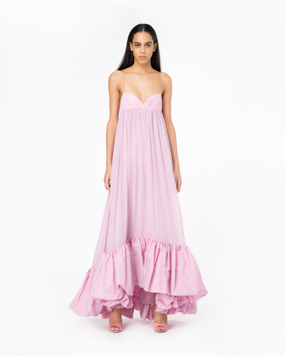 Pinko Langes Kleid Schmale Träger Mit Volant