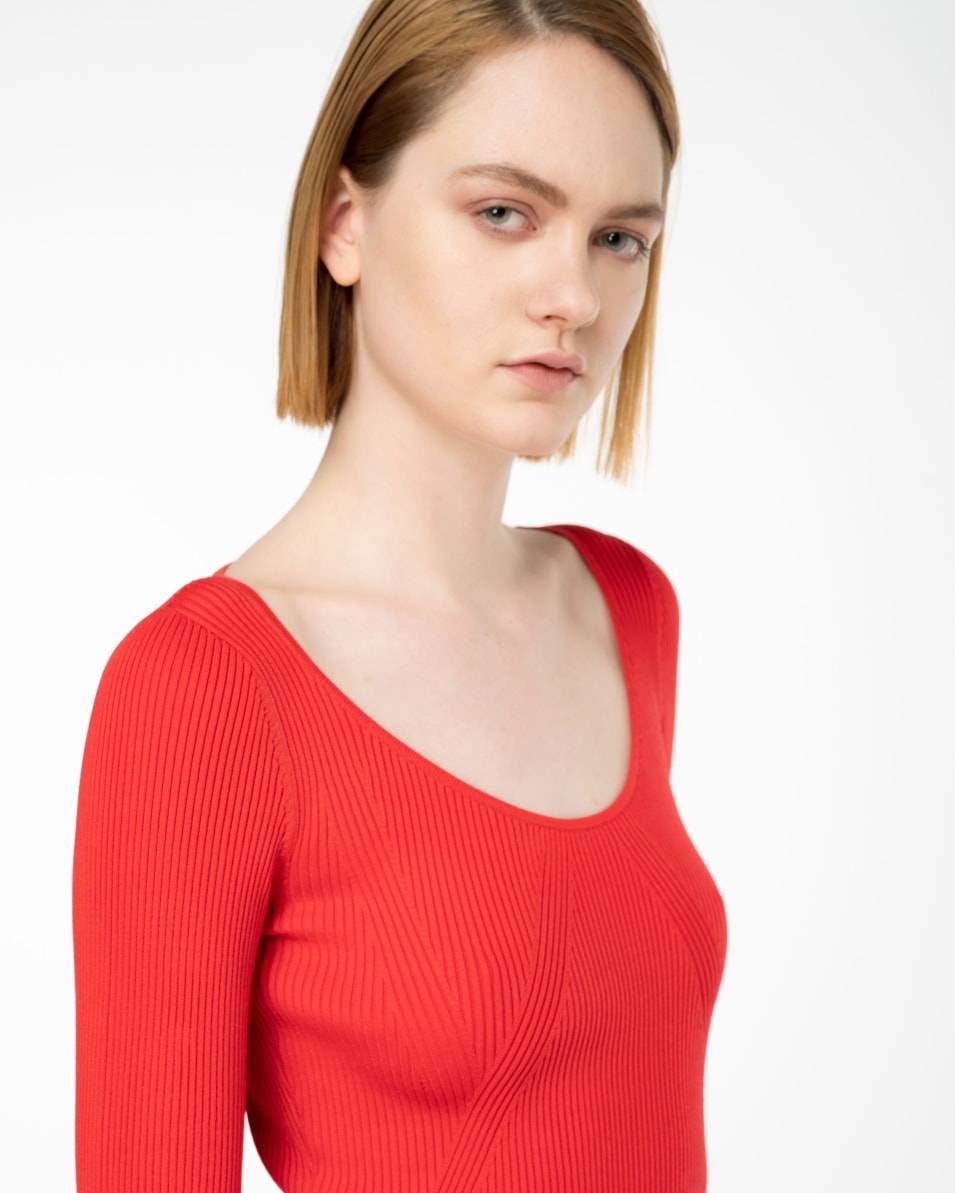 Pinko Langes Strickkleid Gerippt