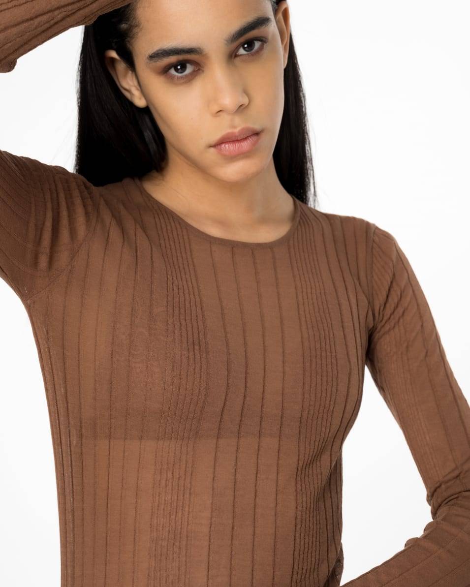 Pinko Leicht Durchsichtiger Pullover Gerippt