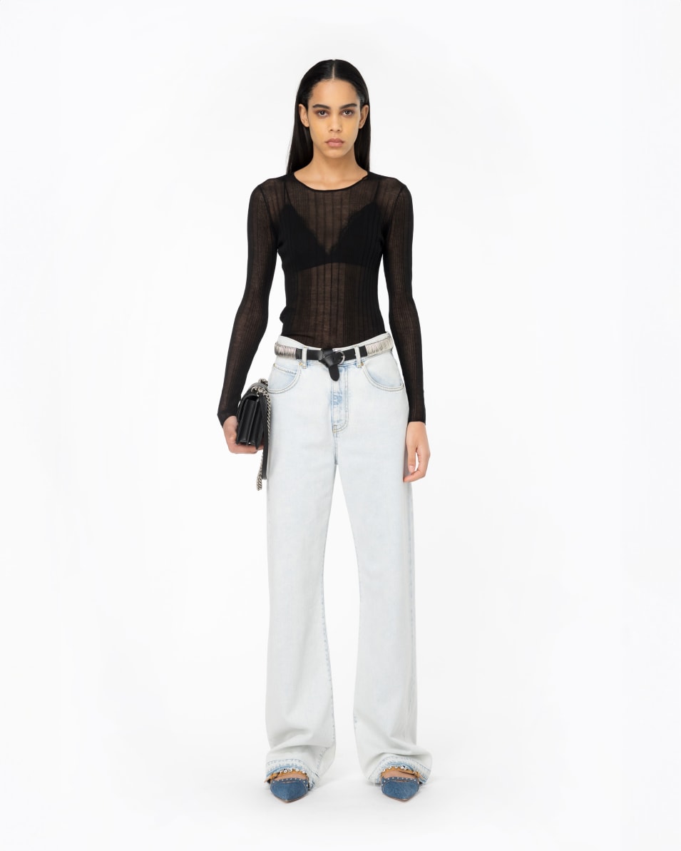 Pinko Leicht Durchsichtiger Pullover Gerippt