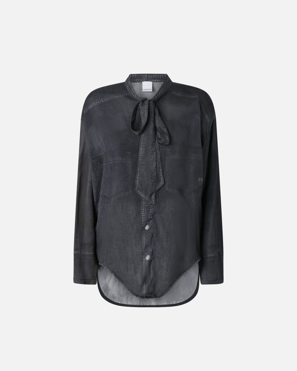 Pinko Leichte Bluse mit schwarzem Denim-Print