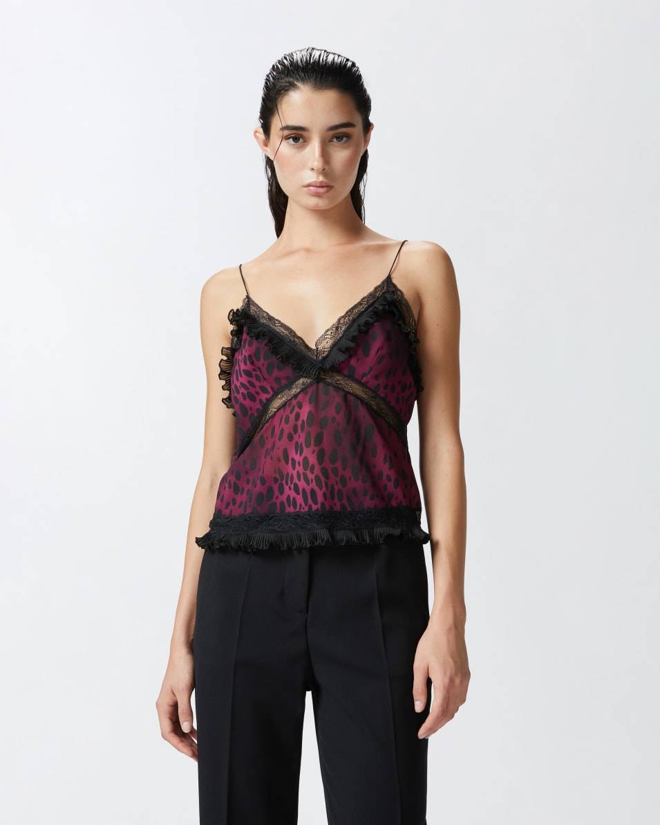 Pinko Leichtes Top Mit Flecken-Print Und Spitze