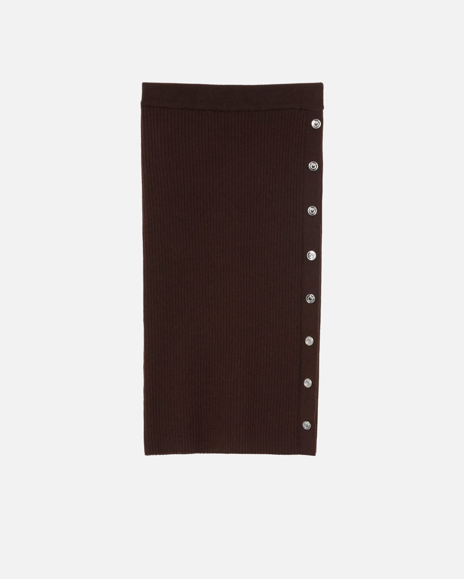 Pinko Longuette-Rippstrickrock mit Knöpfen