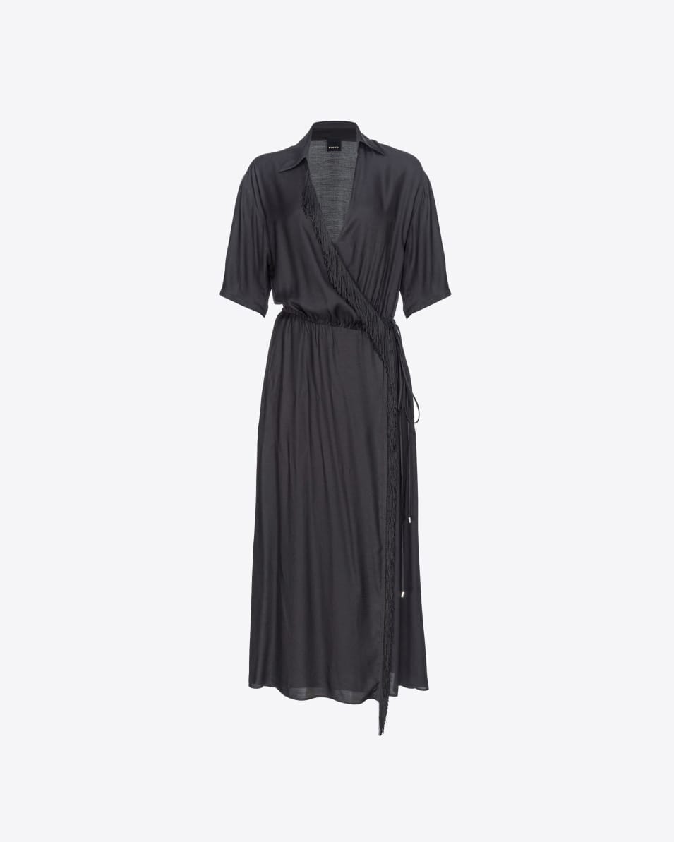 Pinko Maxikleid aus Twill mit Fransen