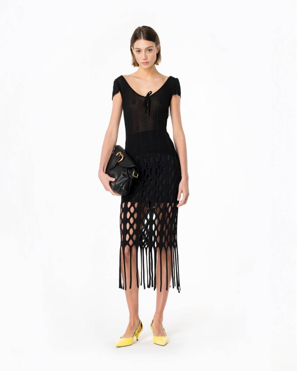 Pinko Midi-Rock In Netzoptik Mit Fransen