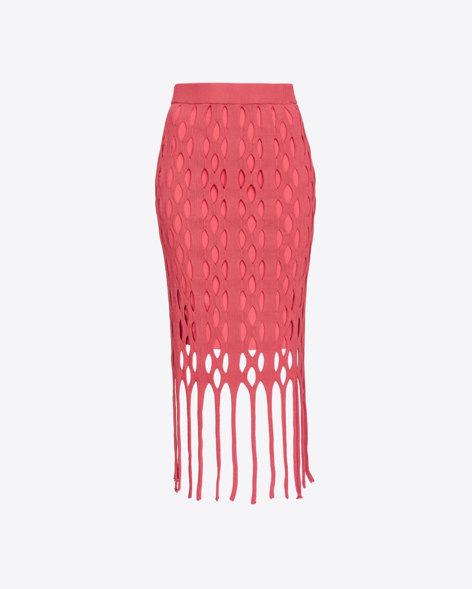 Pinko Midi-Rock in Netzoptik mit Fransen