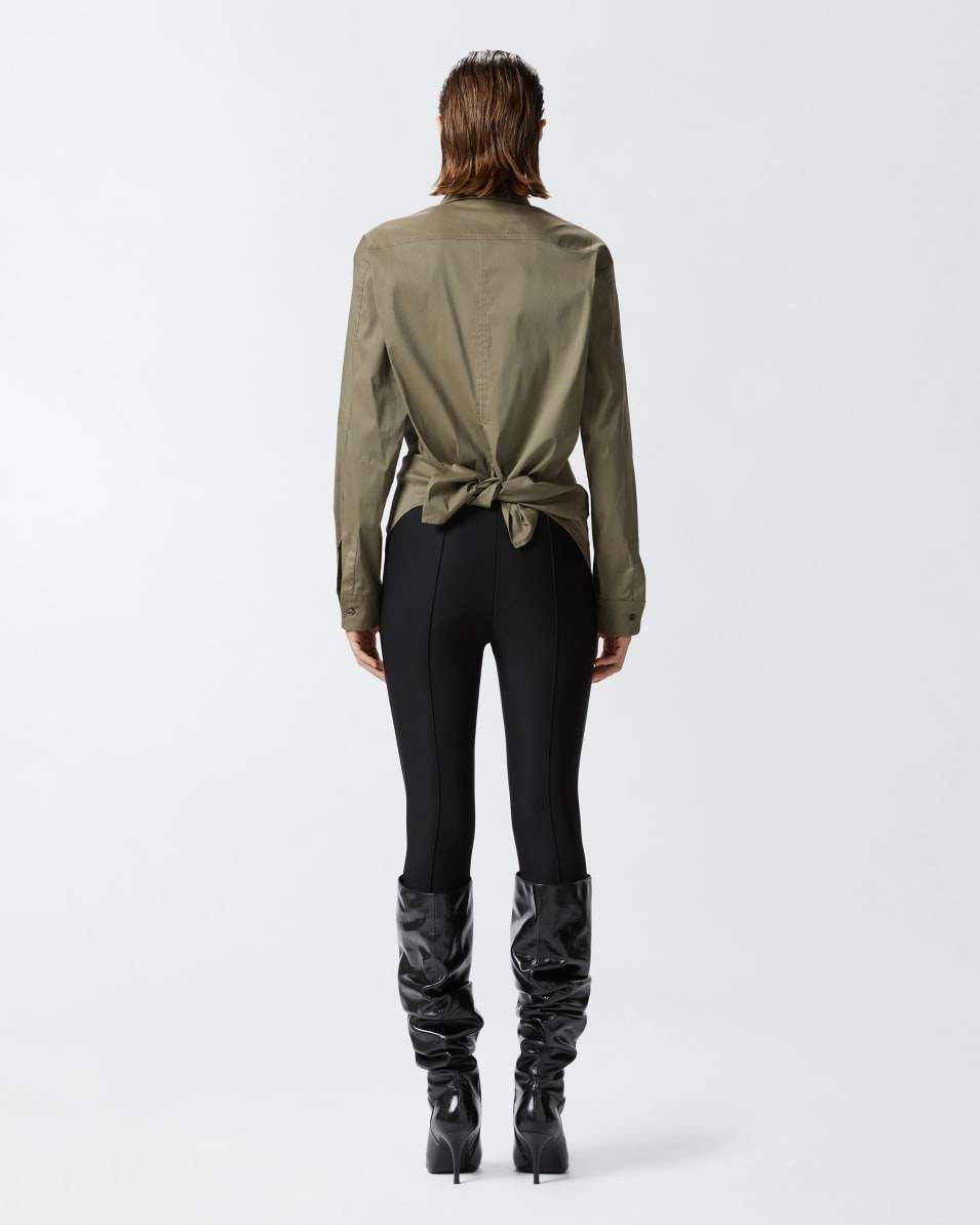 Pinko Militärgrüne Bluse Aus Stretch-Popeline