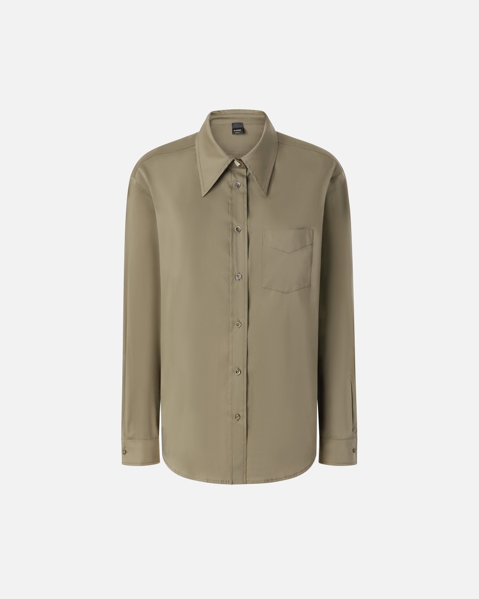 Pinko Militärgrüne Bluse aus Stretch-Popeline