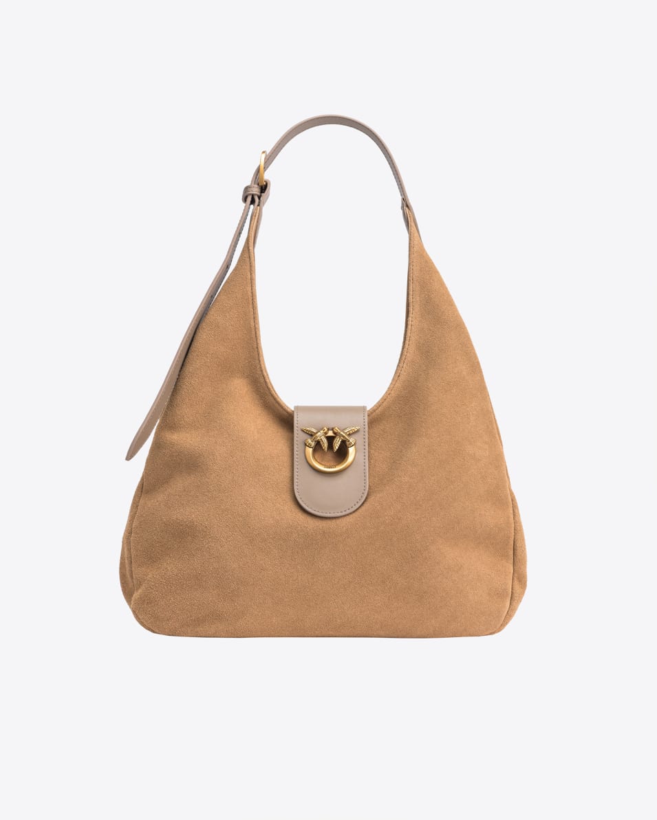Pinko Mini Hobo Bag aus Veloursleder und Leder