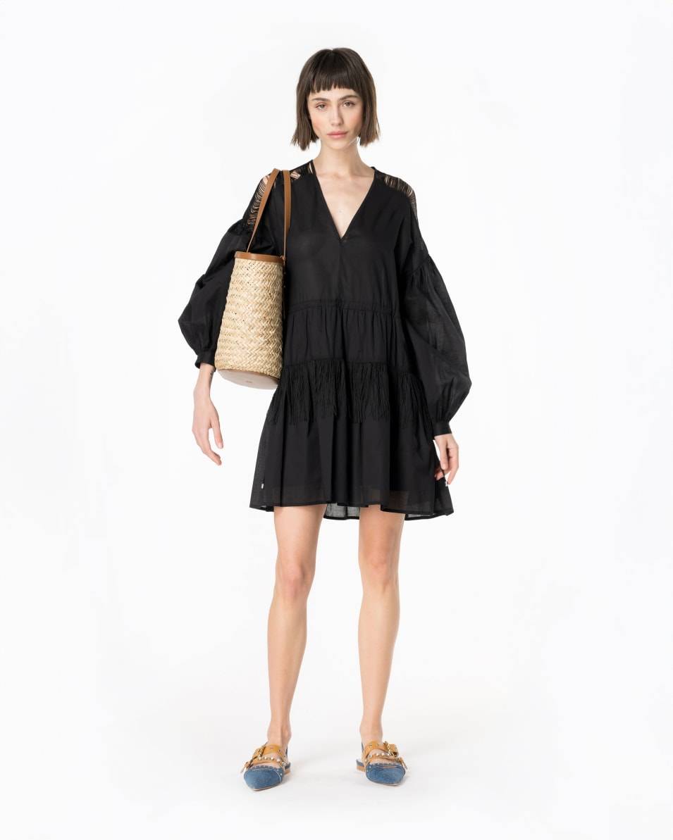 Pinko Mini-Musselinkleid Mit Fransen