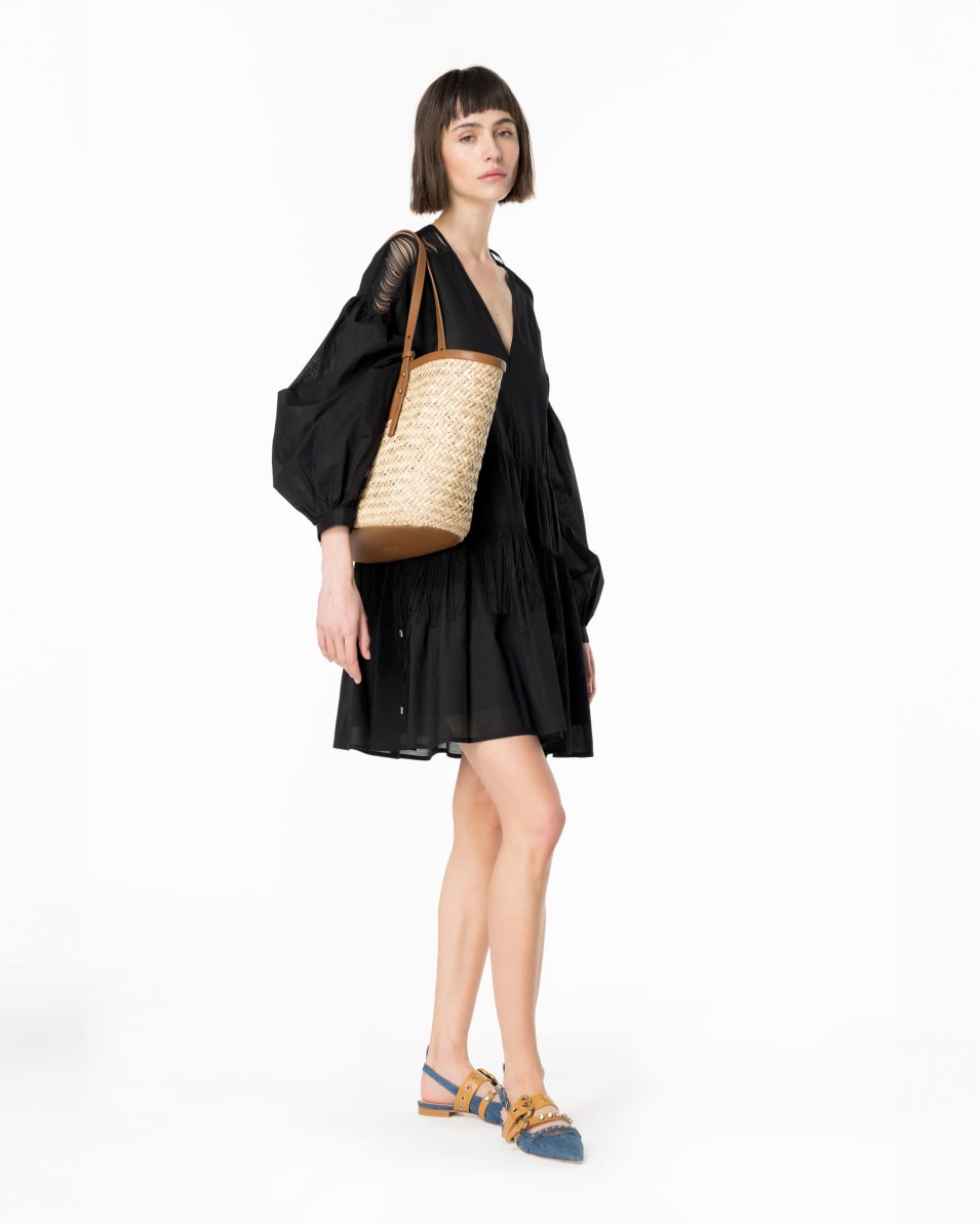 Pinko Mini-Musselinkleid Mit Fransen