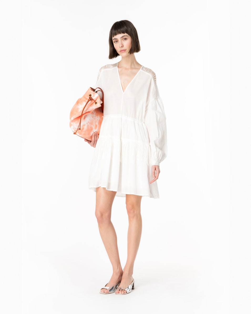 Pinko Mini-Musselinkleid Mit Fransen